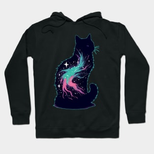 Pastel Goth Galaxy Cosmic Cat in Stars Hoodie